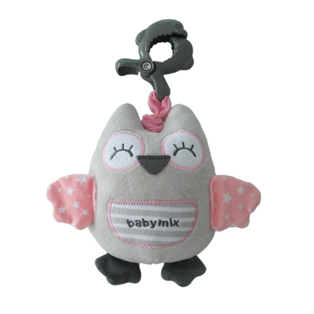 Edukační hrající plyšová hračka s klipem Baby Mix sova růžová Baby Mix