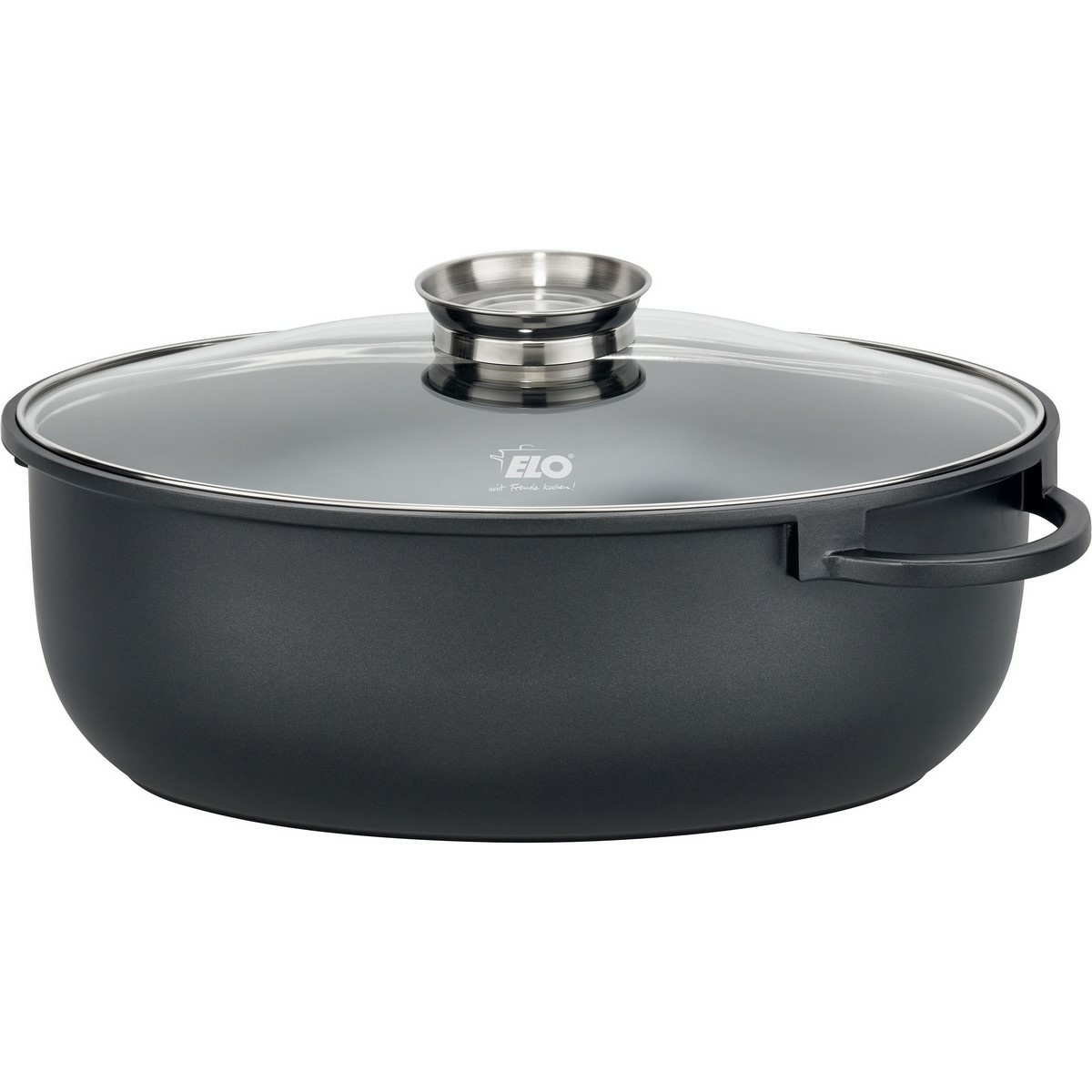 Elo 80038 Pekáč se skleněnou poklicí a aroma úchytem Alucast 38 x 25 cm Elo