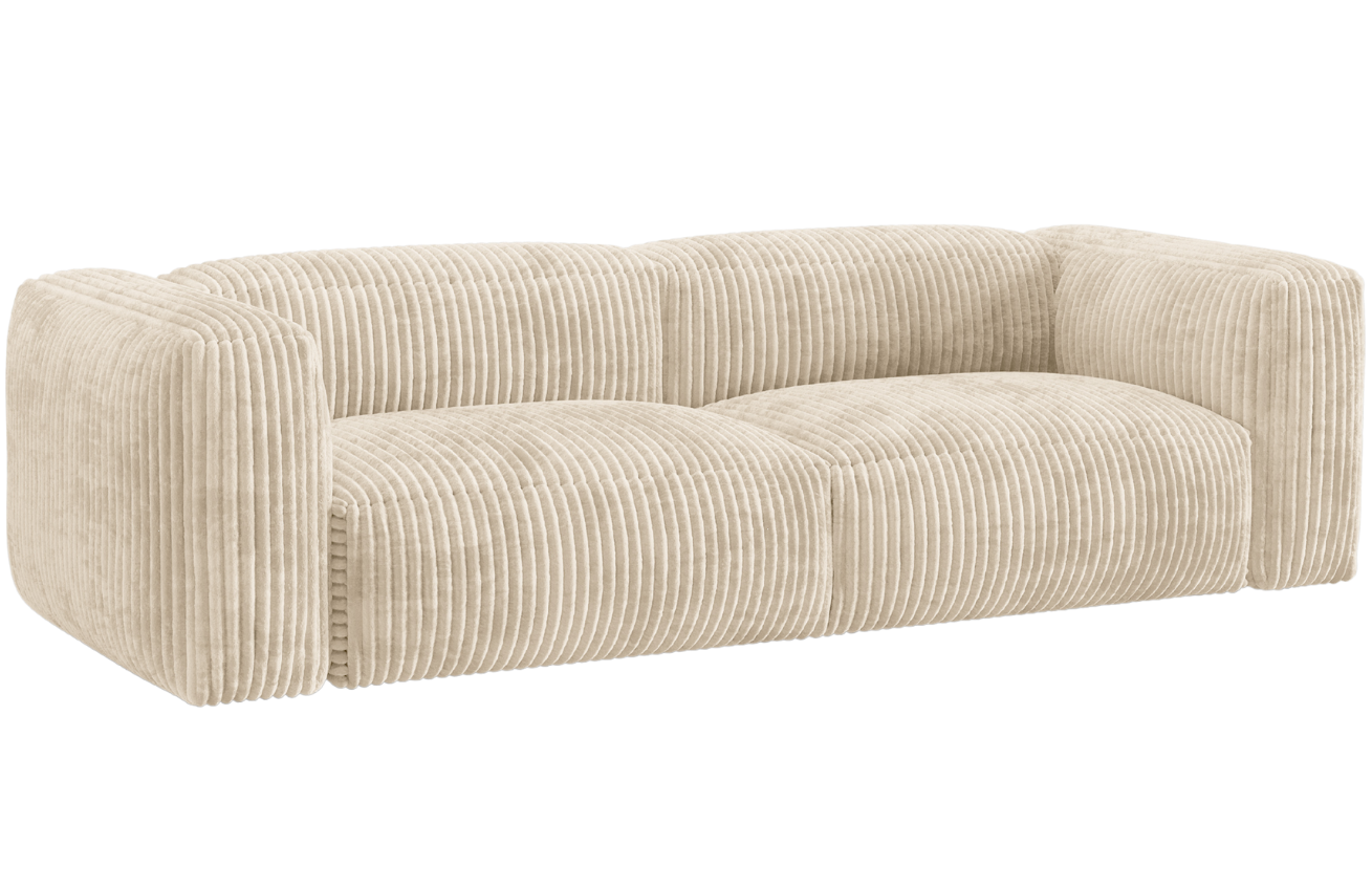 Micadoni Světle béžová manšestrová trojmístná pohovka Martina 240 cm