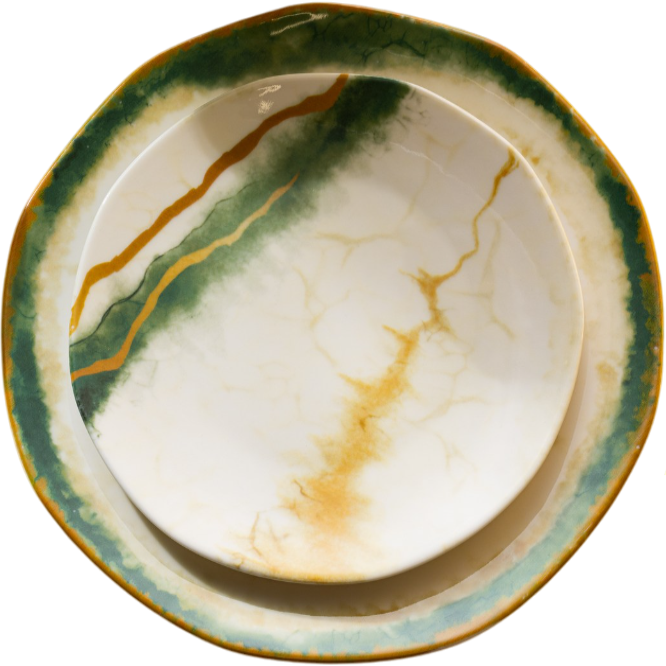 Sada 6 dezertních a 1 servírovacího talíře Emerald