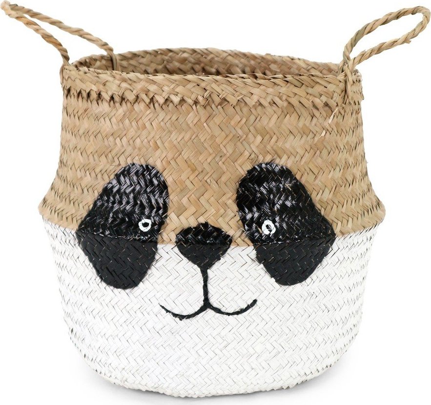 Dětský koš na hračky z mořské trávy v bílo-přírodní barvě ø 25x24 cm Panda – Compactor