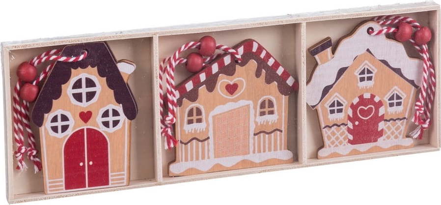 Dřevěné vánoční ozdoby v sadě 6 ks Ginger House – Casa Selección