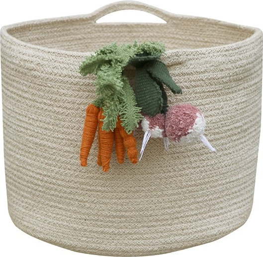 Krémový látkový dětský koš na hračky ø 30x23 cm Veggies – Lorena Canals