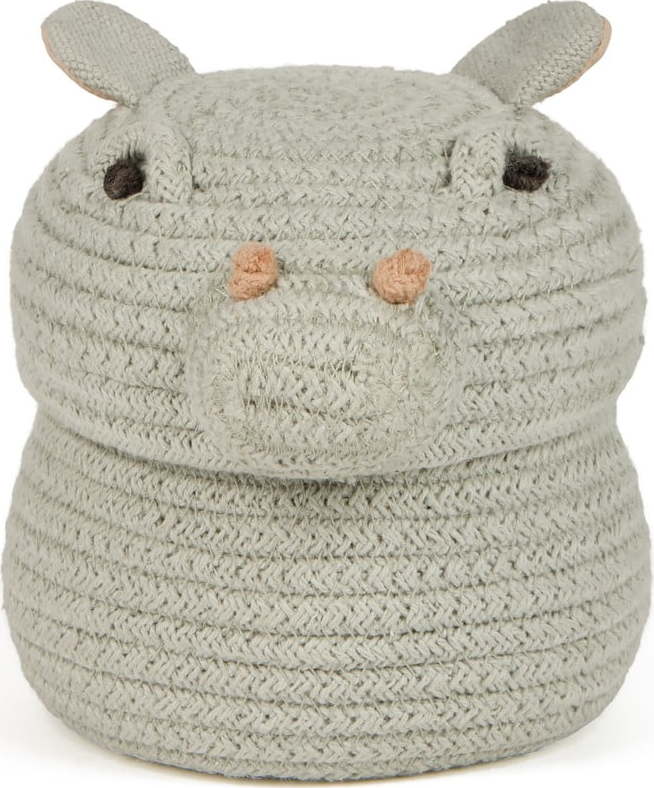 Světle šedý látkový dětský koš na hračky ø 15x15 cm Mini Henry the Hippo – Lorena Canals