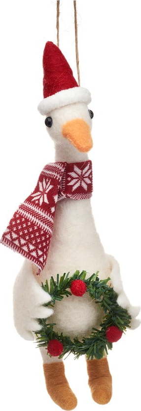 Textilní ručně vyrobená vánoční ozdoba 14 cm Goose – Sass & Belle