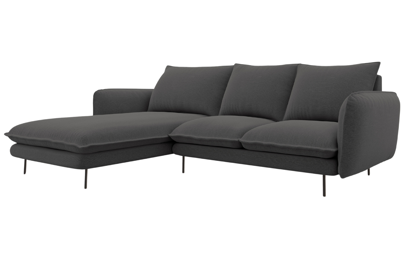 Cosmopolitan Design Tmavě šedá čalouněná rohová pohovka Vienna 225 cm