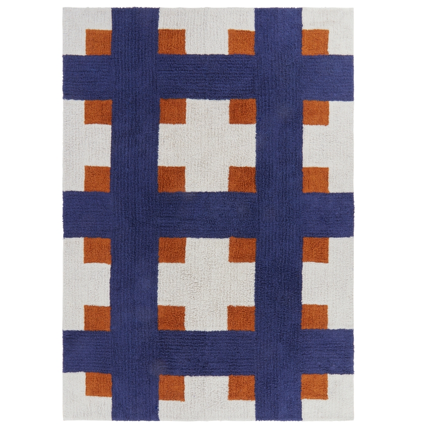 Jotex Hnědo-modrý bavlněný koberec DELPHI 160 x 230 cm