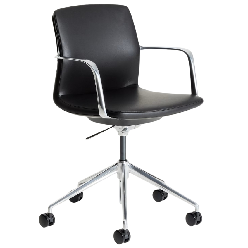 Kave Home Černá koženková konferenční židle Nerlan