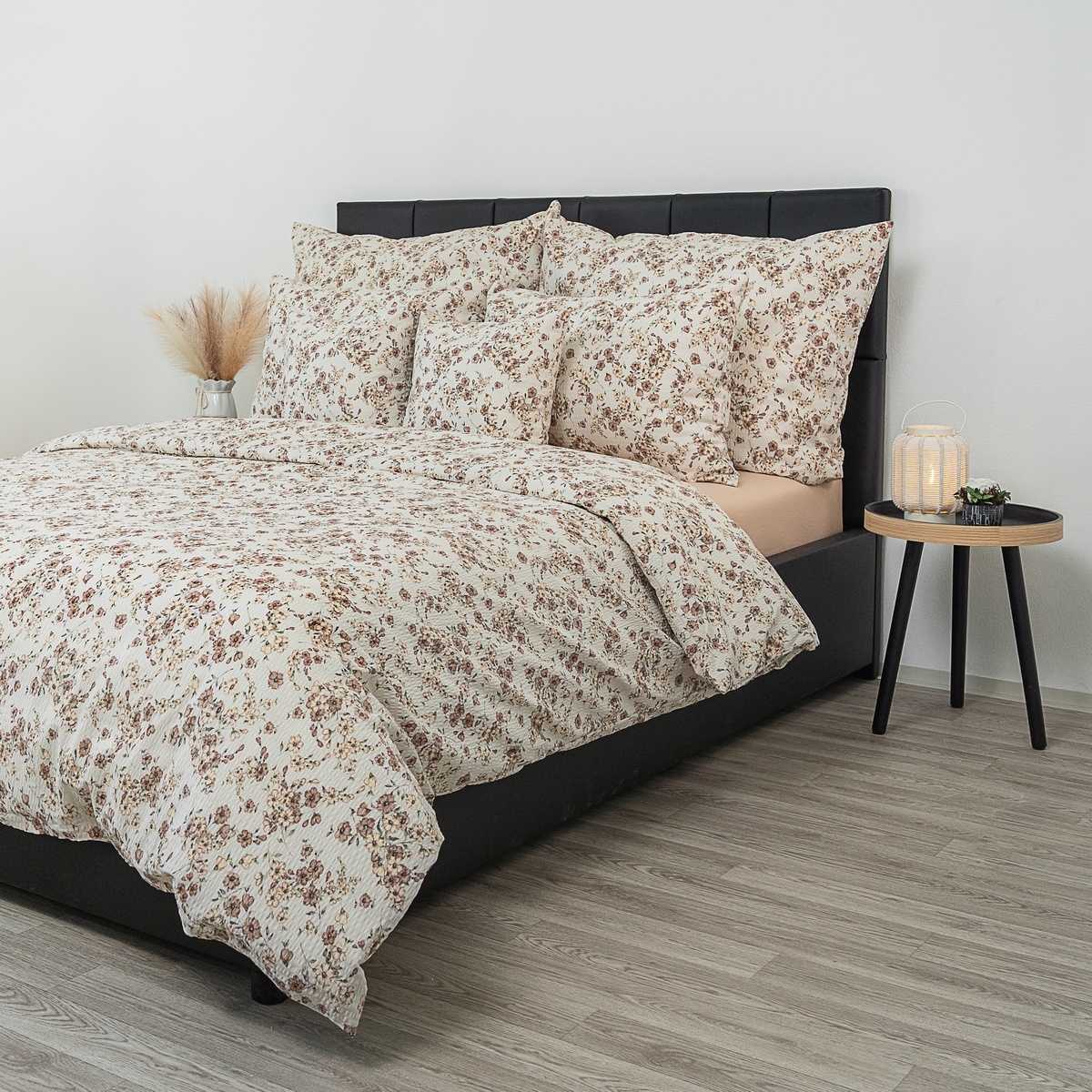 Kvalitex Krepové povlečení Kvítí béžová