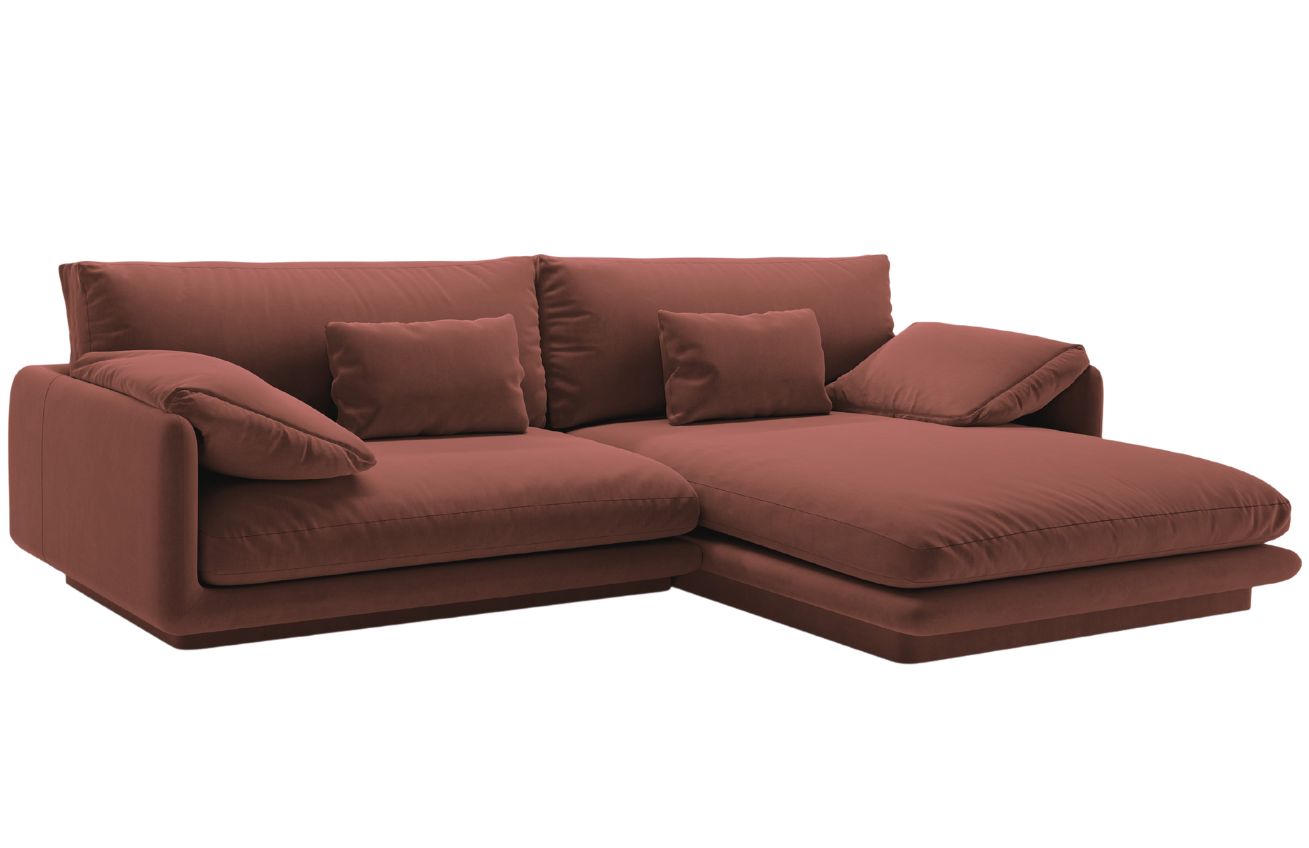 Micadoni Červená sametová rohová pohovka Torino 250 cm