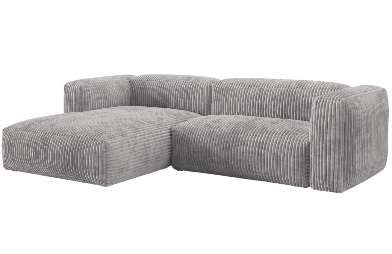 Micadoni Světle šedá manšestrová rohová pohovka Martina 280 cm