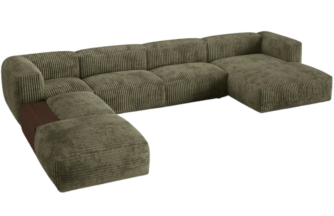 Micadoni Zelená manšestrová rohová pohovka Martina 406 cm