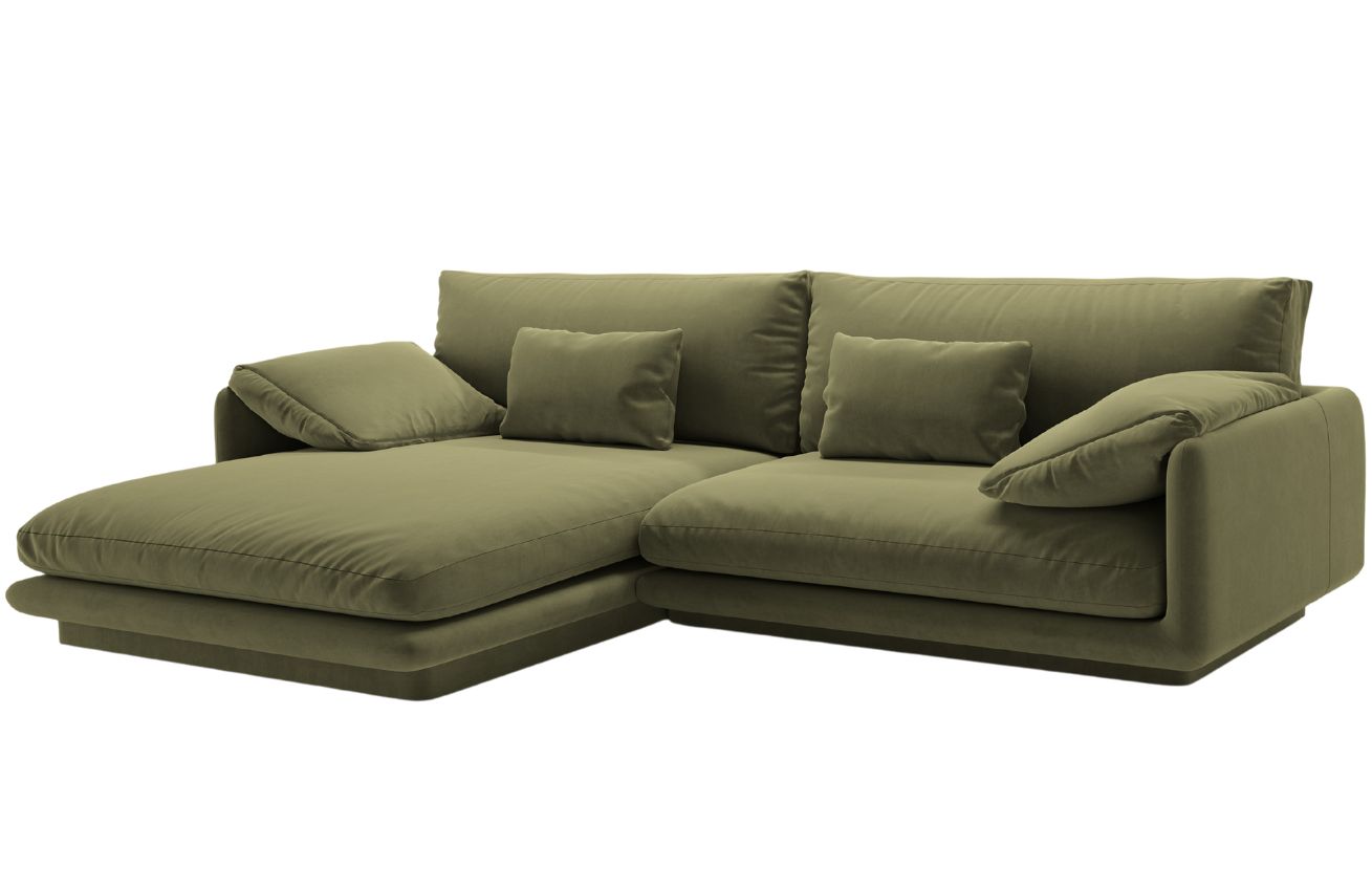 Micadoni Zelená sametová rohová pohovka Torino 250 cm