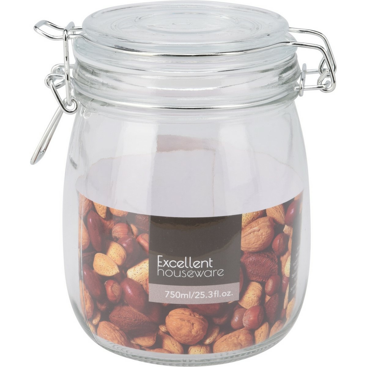 Excellent Houseware Sklenice s klipem a skleněným víkem 750 ml