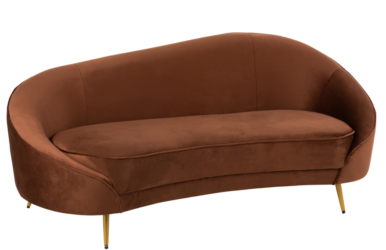 Hnědá sametová pohovka J-line Elisabeth 180 cm