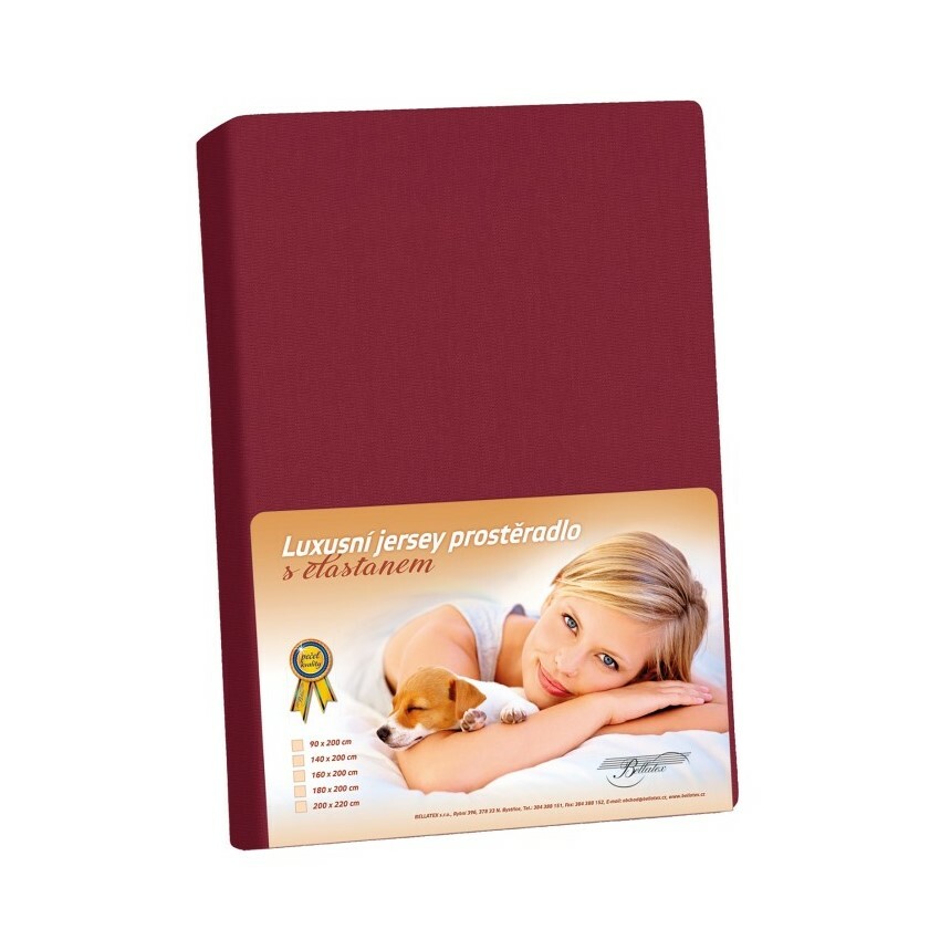 Jersey prostěradlo s elastanem bordová