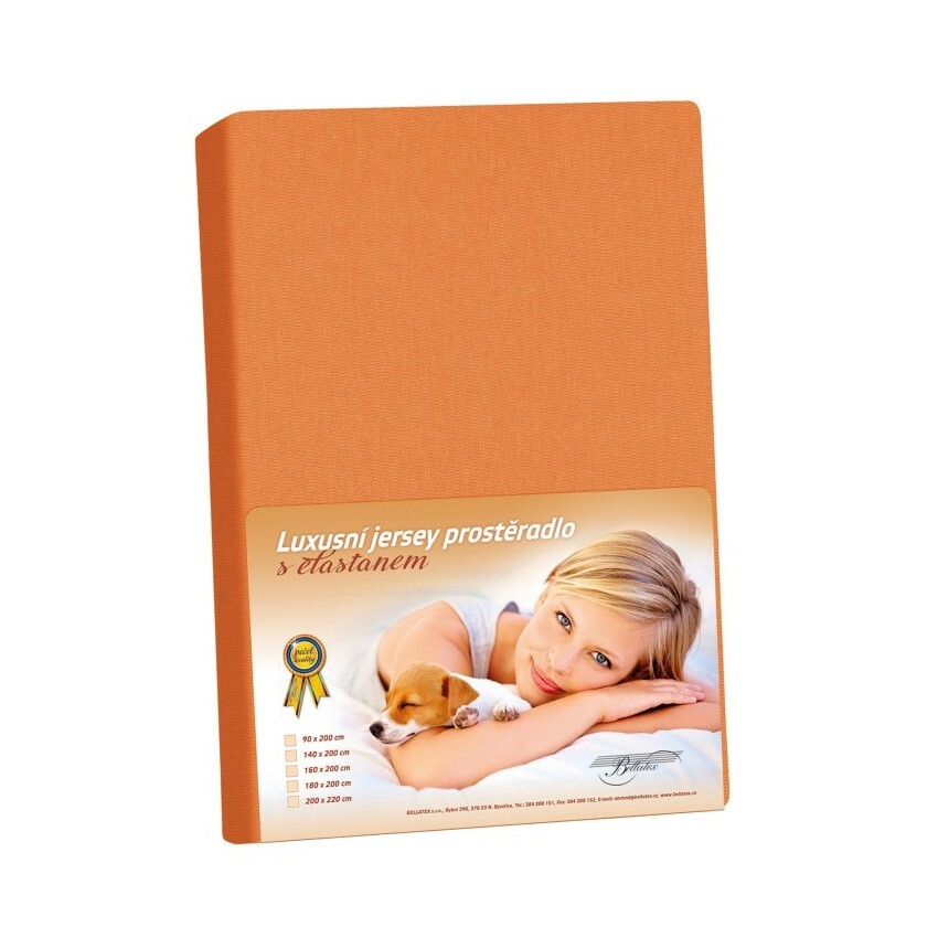 Jersey prostěradlo s elastanem mandarinková