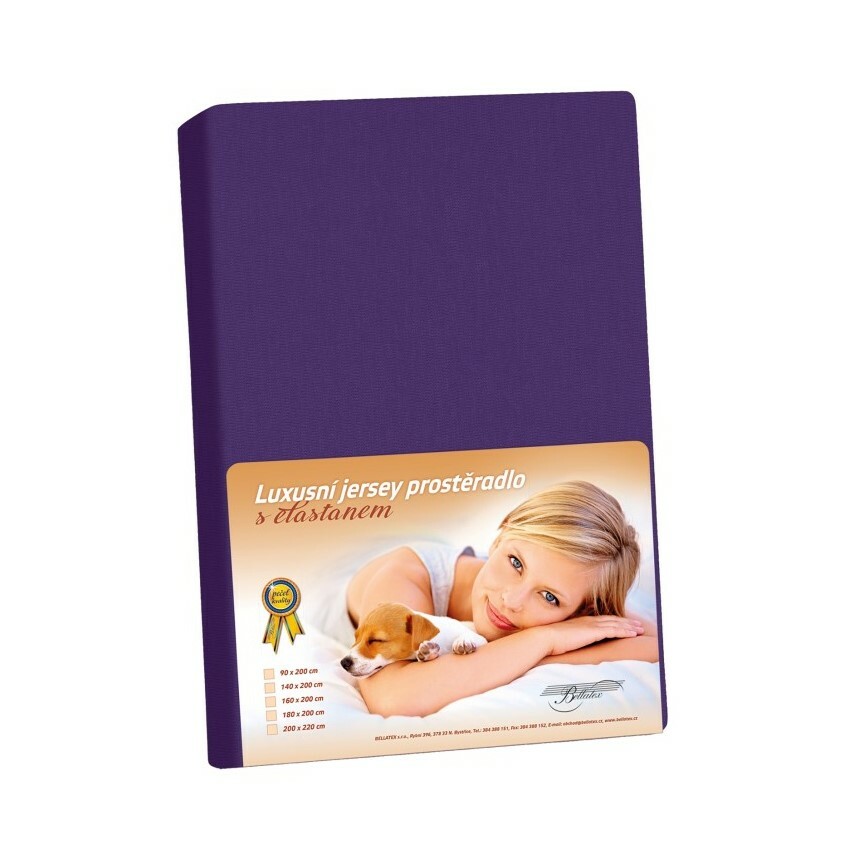 Jersey prostěradlo s elastanem švestková