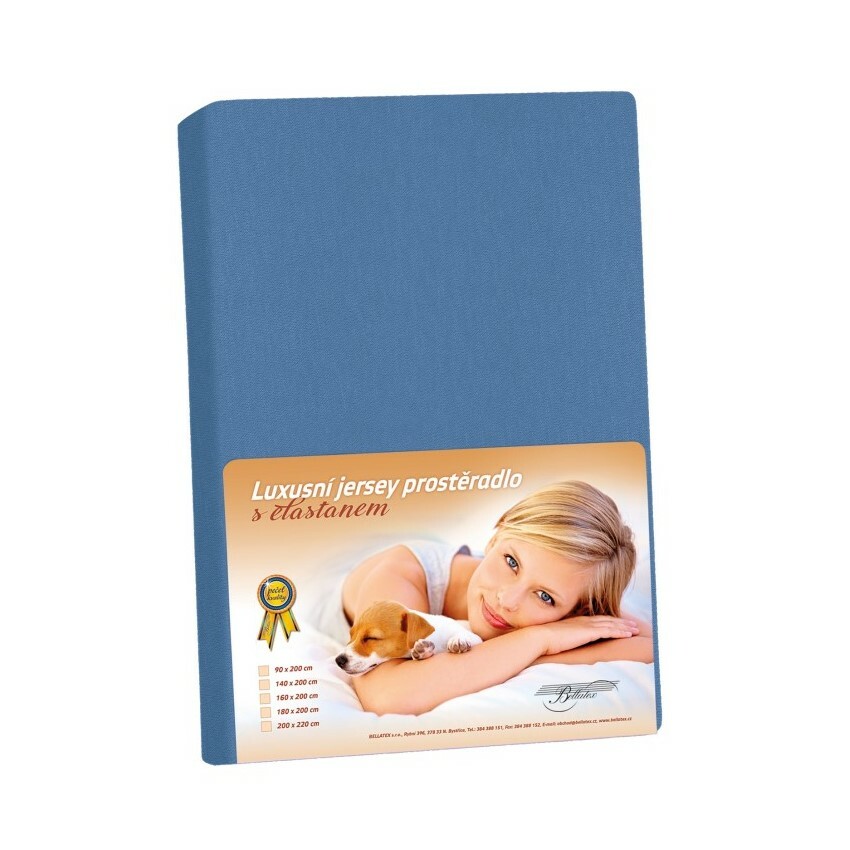 Jersey prostěradlo s elastanem tmavě modrá