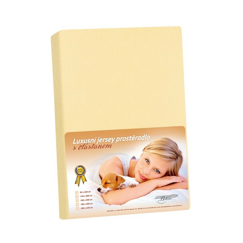 Jersey prostěradlo s elastanem vanilková