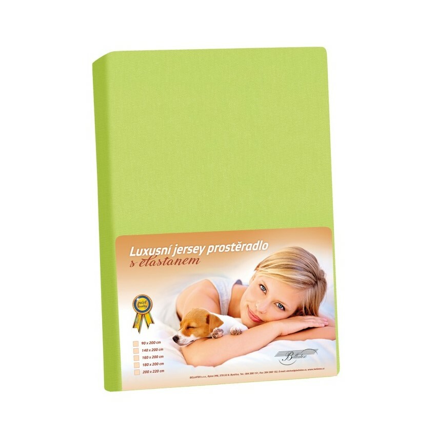 Jersey prostěradlo s elastanem zelená