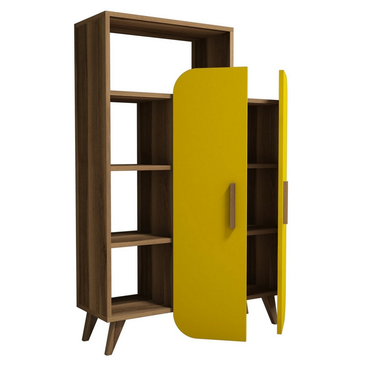 Knihovna Form Yellow and Walnut