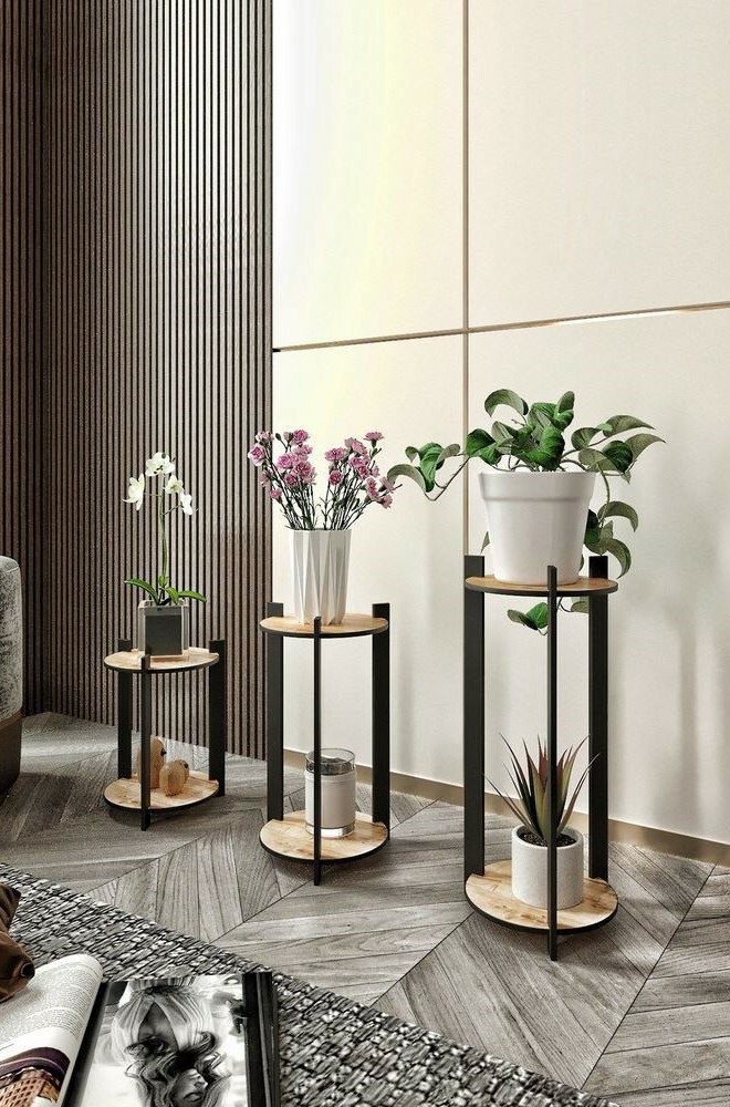 Stojan na květiny Flower Desk Round - Oak