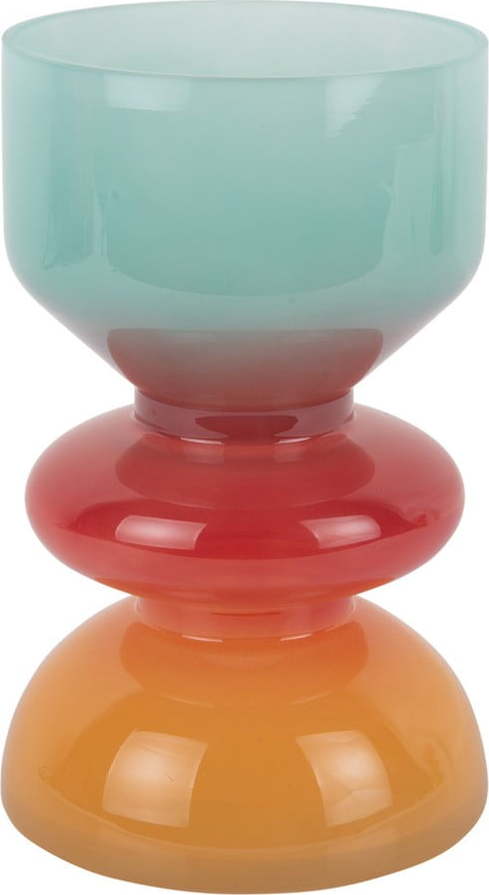 Červená/modrá skleněná váza (výška 20