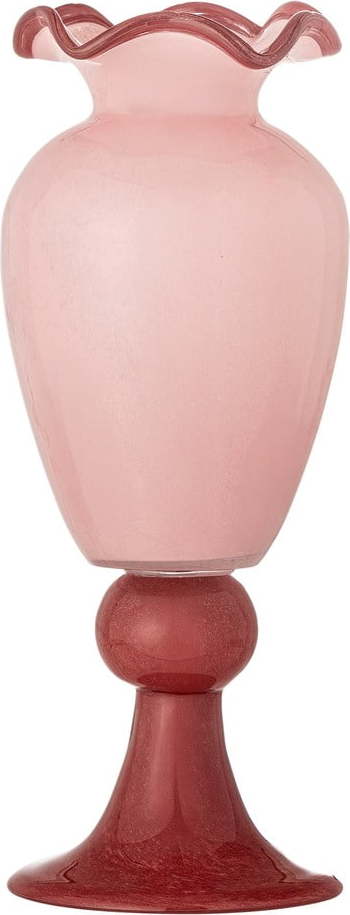 Růžová skleněná váza (výška 34 cm) Frills – Bloomingville