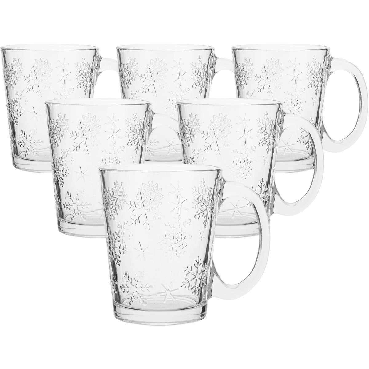Altom Sada 6 skleněných hrnků Snowflakes 300 ml Altom