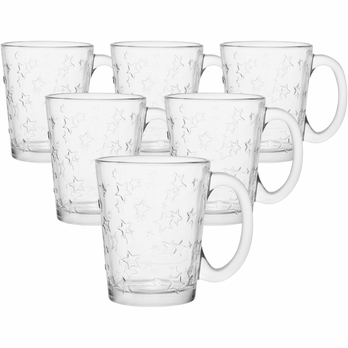 Altom Sada 6 skleněných hrnků Star 300 ml Altom