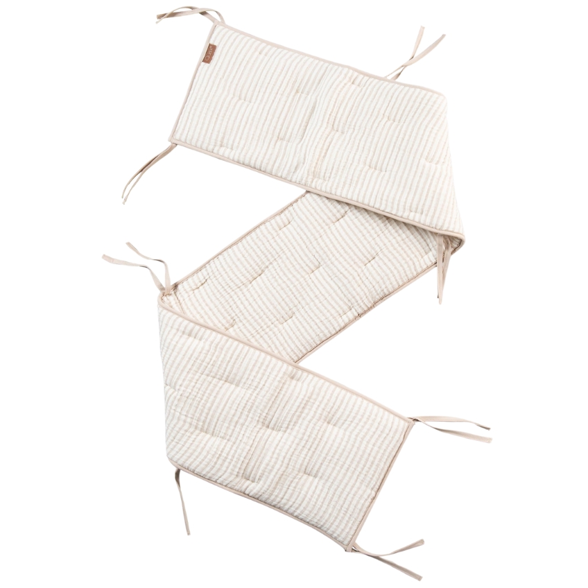 Bílo-béžový bavlněný mantinel do postýlky Quax Natural 172 cm