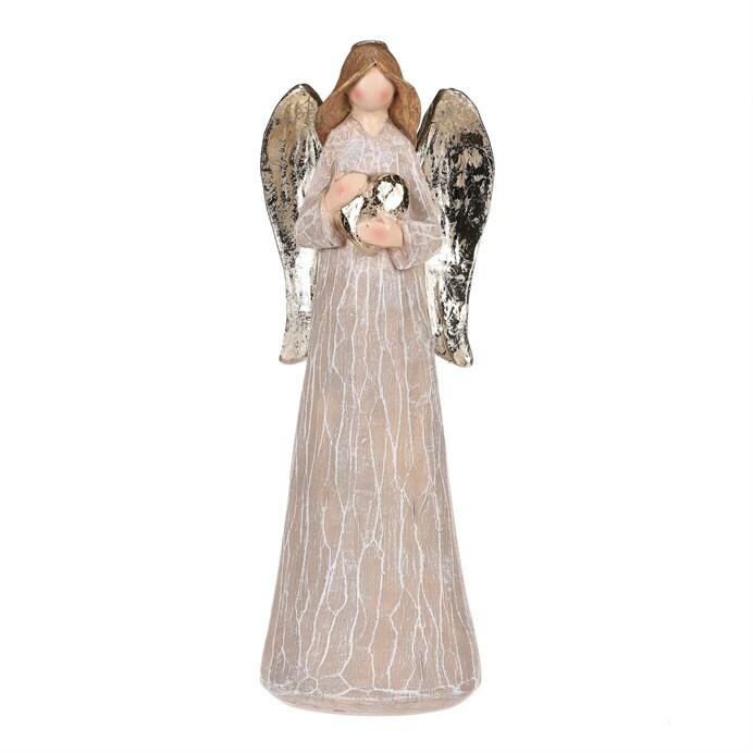 Dekorace Anděl se zlatými křídly a srdcem