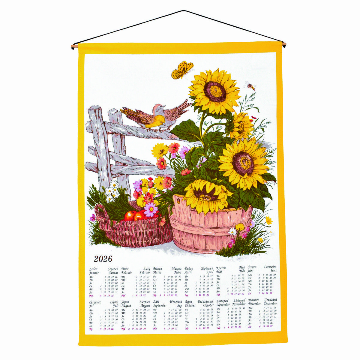 Forbyt Textilní kalendář s hůlkou Slunečnice 2026