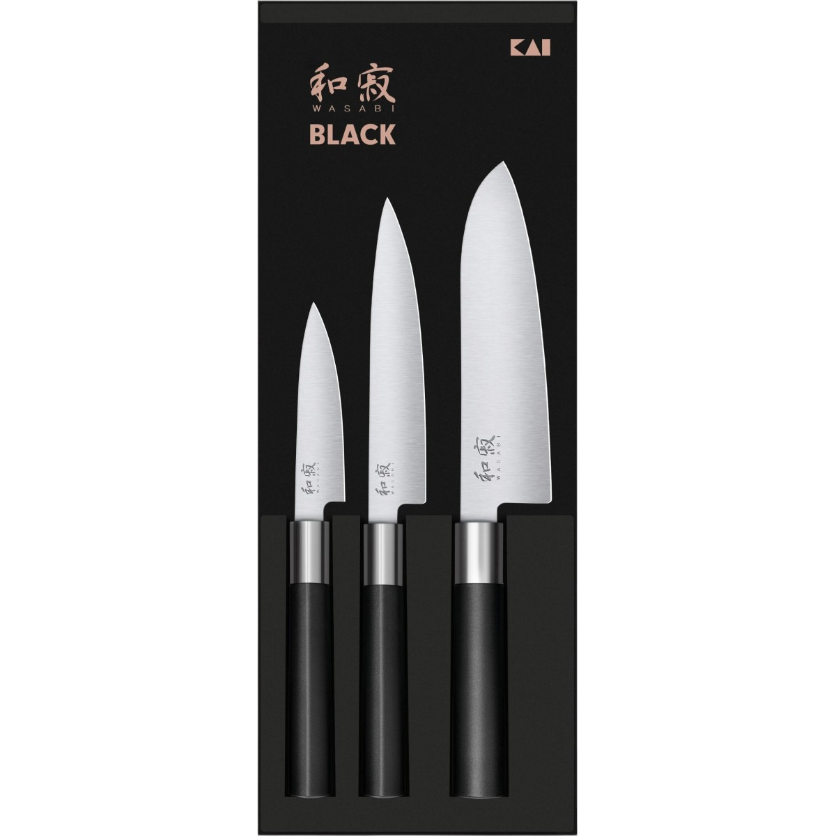 Kai Sada 3 nožů Wasabi Black – univerzální malý