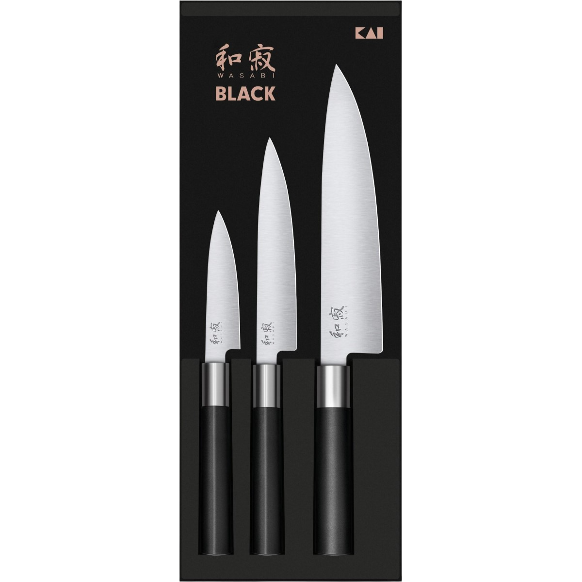 Kai Sada 3 nožů Wasabi Black – univerzální malý