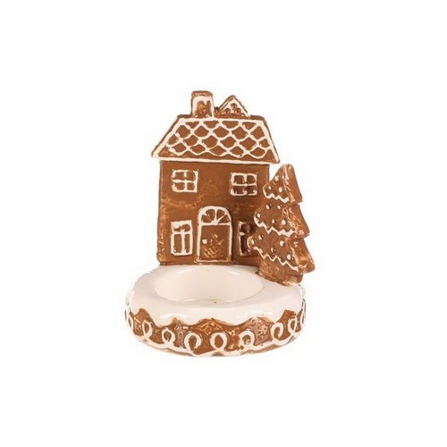 Keramický svícen Domeček perník na čaj. svíčku Autronic