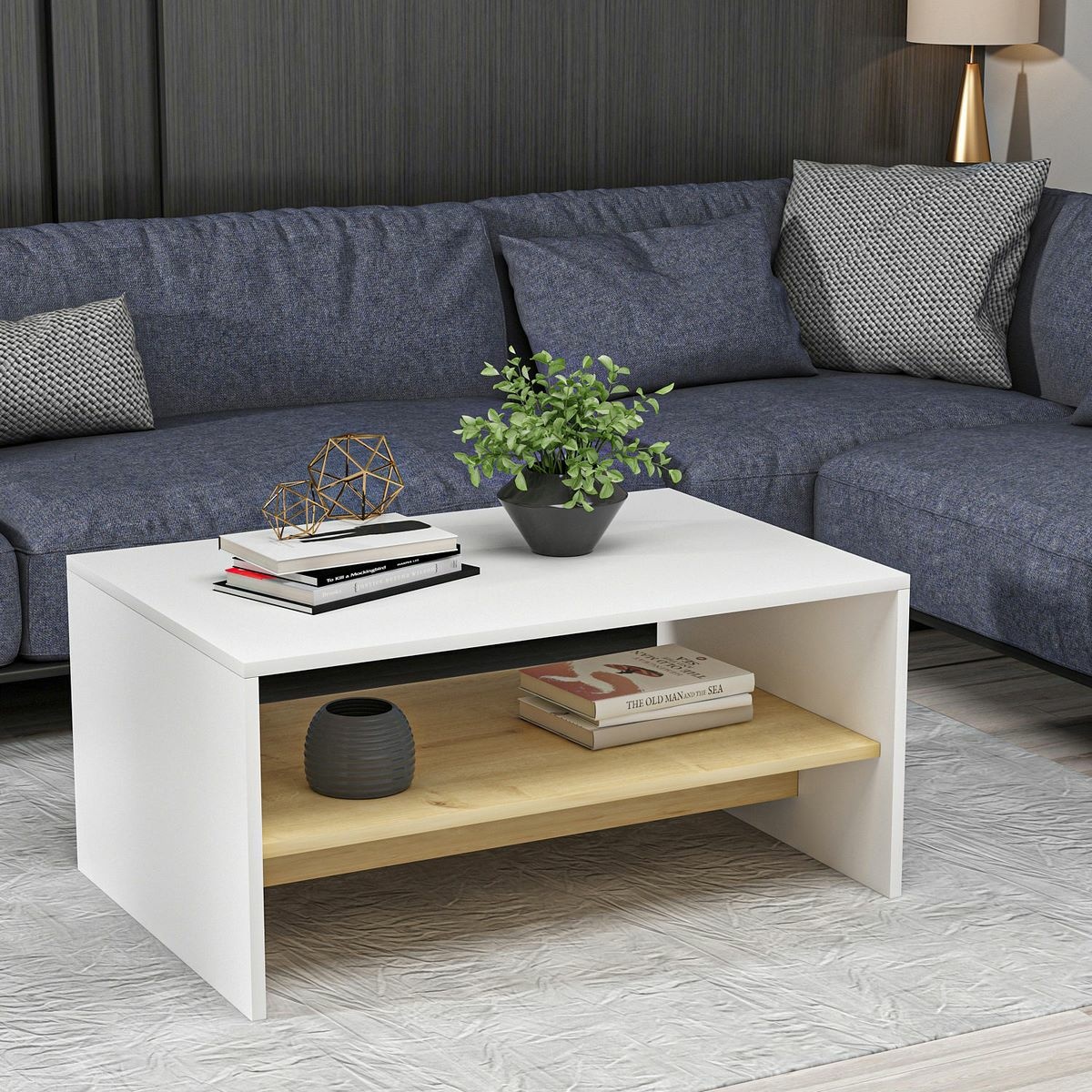 Konferenční stolek Apollon White and Sapphire Oak Hanah Home