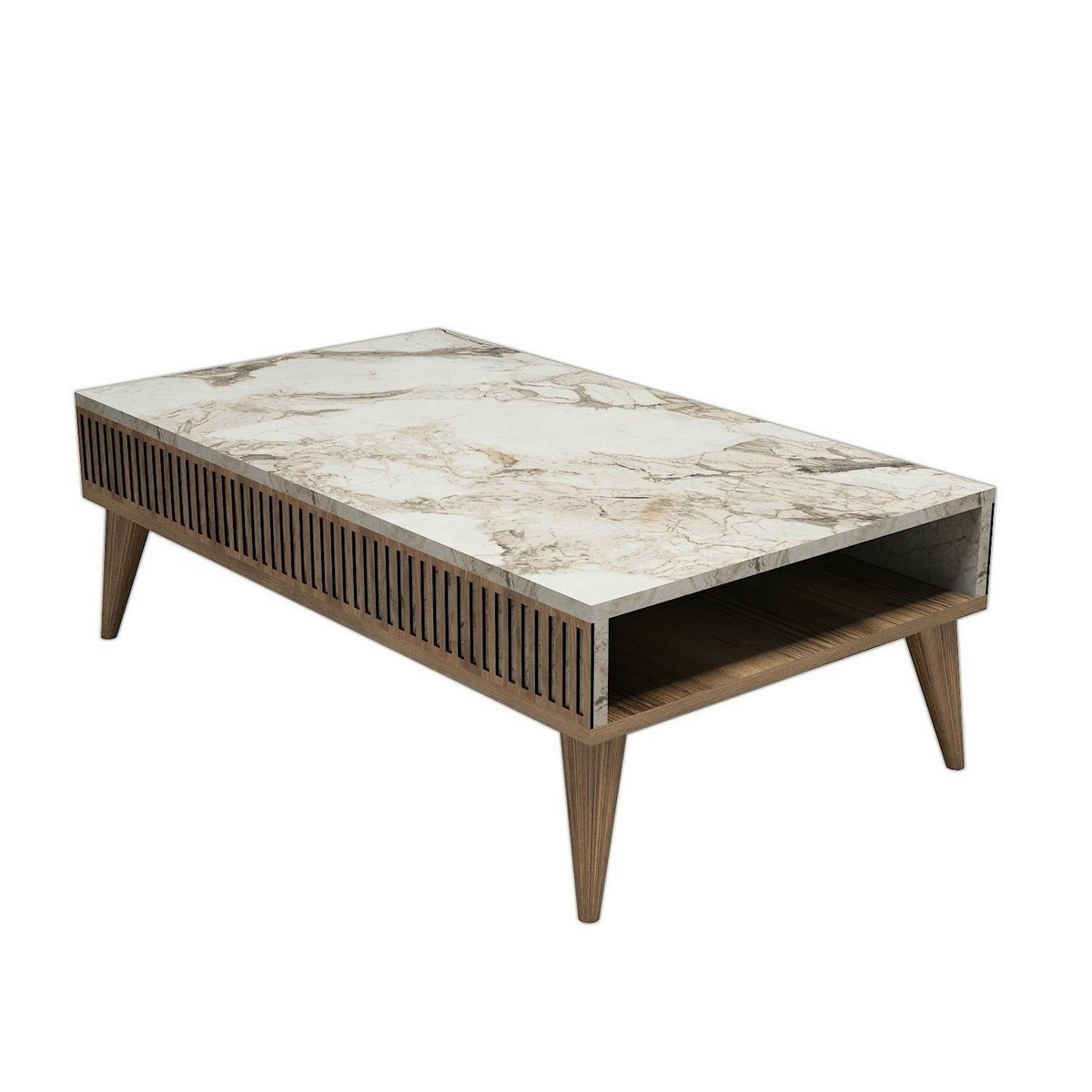 Konferenční stolek Mila White Marble and Walnut Hanah Home