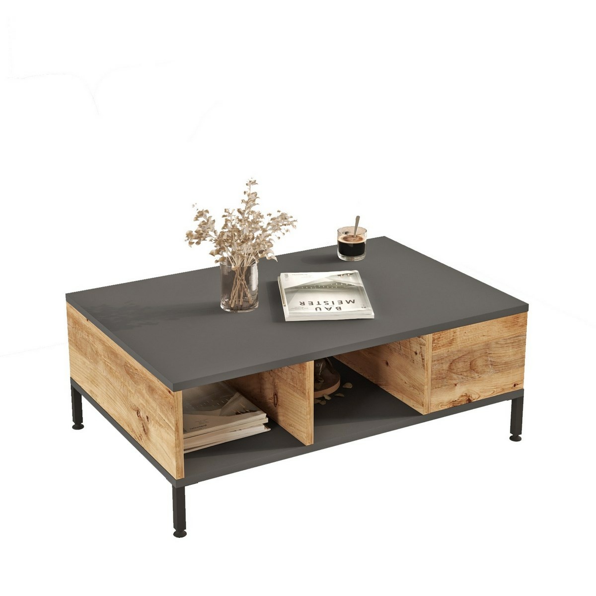 Konferenční stolek Role Anthracite and Atlantic Pine Hanah Home