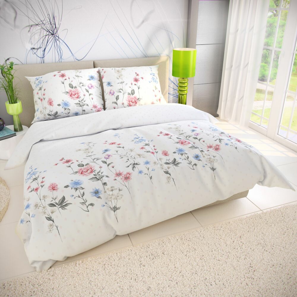 Kvalitex Bavlněné povlečení Delux Louka růžová