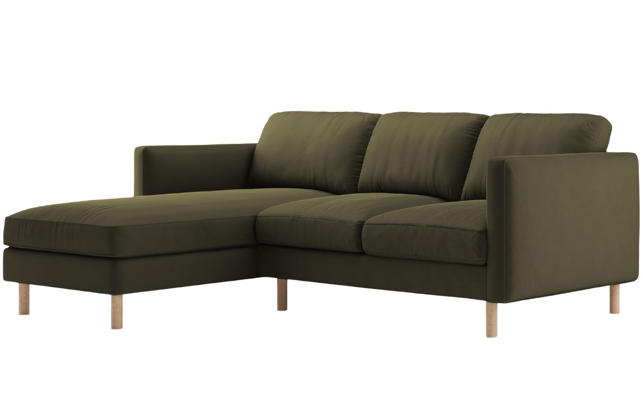 Micadoni Zelená sametová rohová pohovka Eden 223 cm