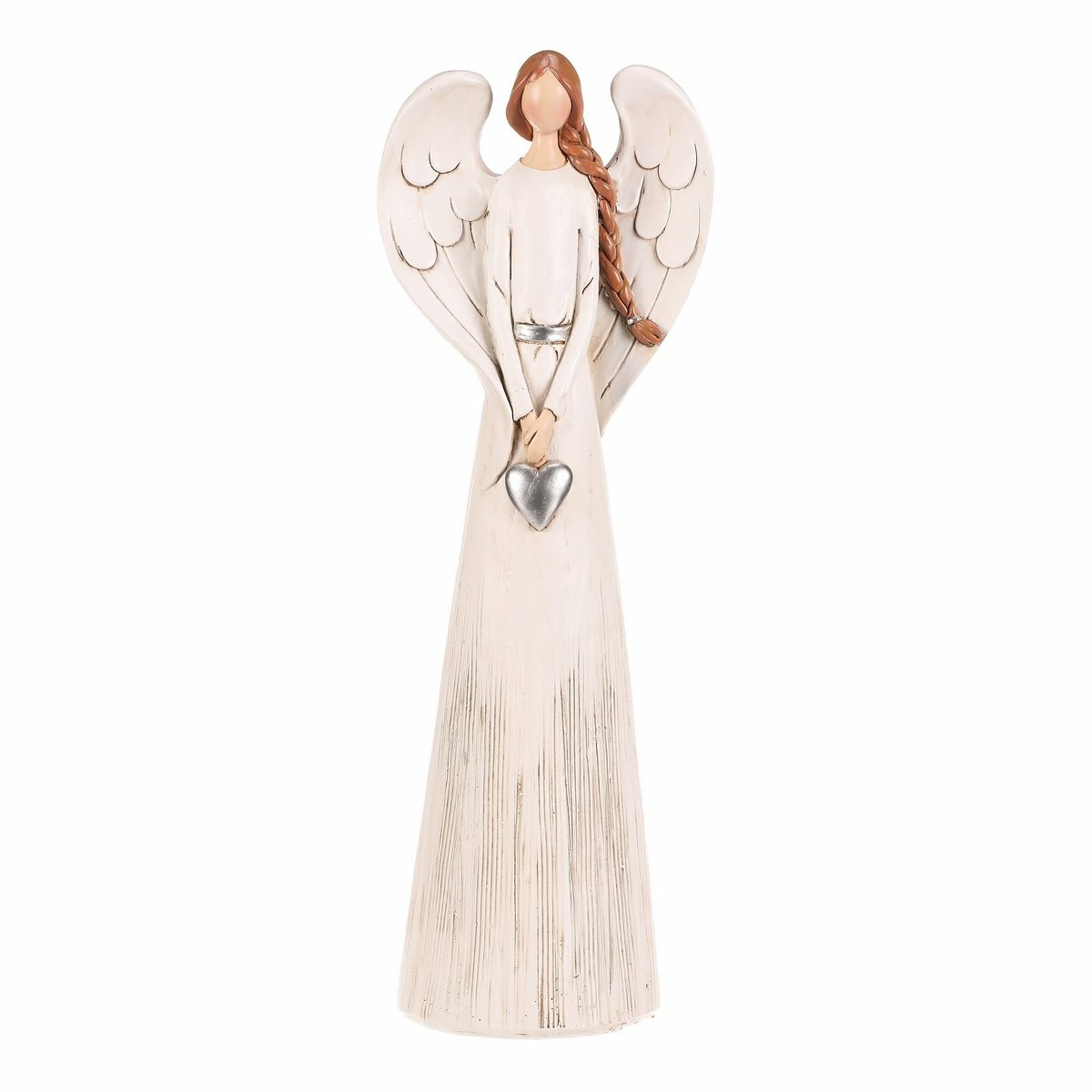 Polyresinový Anděl stříbrné srdce