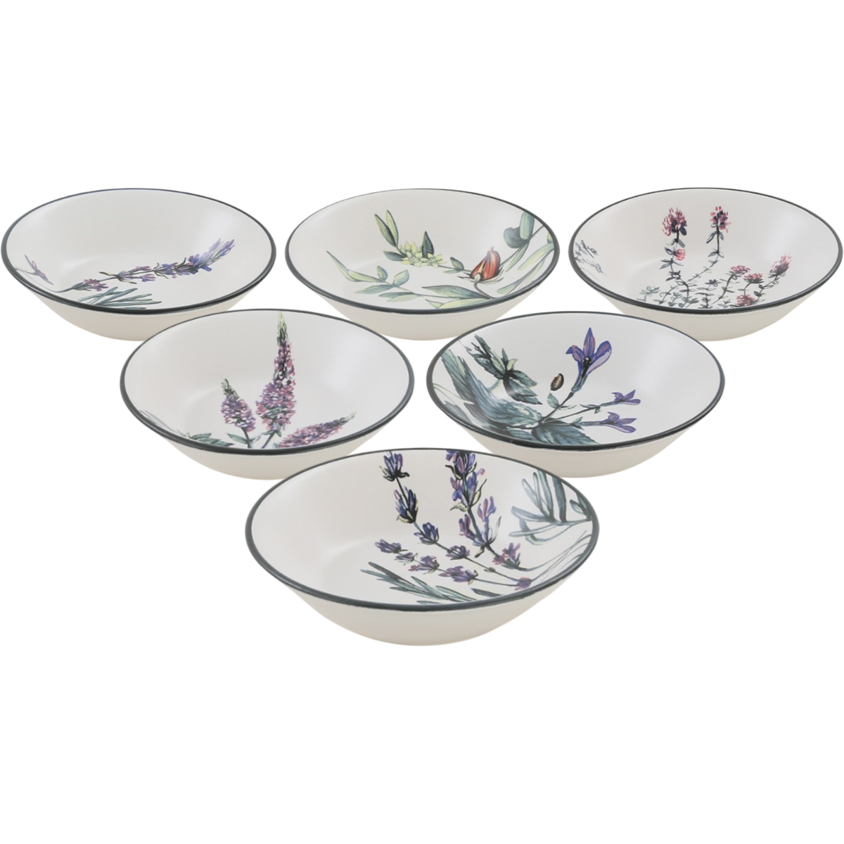 Sada 6 kameninových hlubokých talířů Herbal 18 cm Hermia