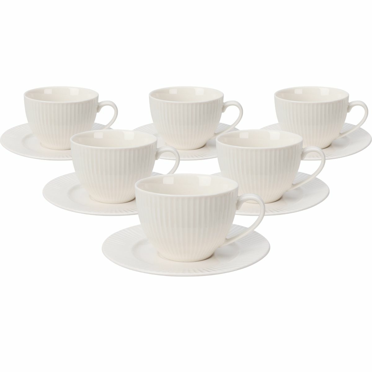 Sada 6 porcelánových šálků s podšálky Linie 240 ml