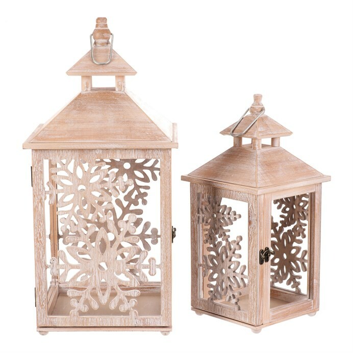 Sada dřevěných luceren Vločka 2 ks