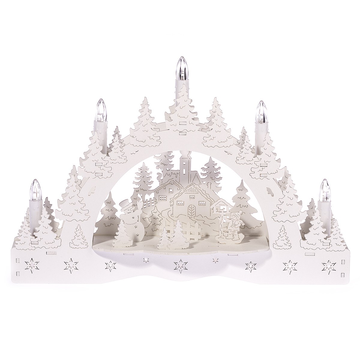 Vánoční LED svícen Zimní krajina