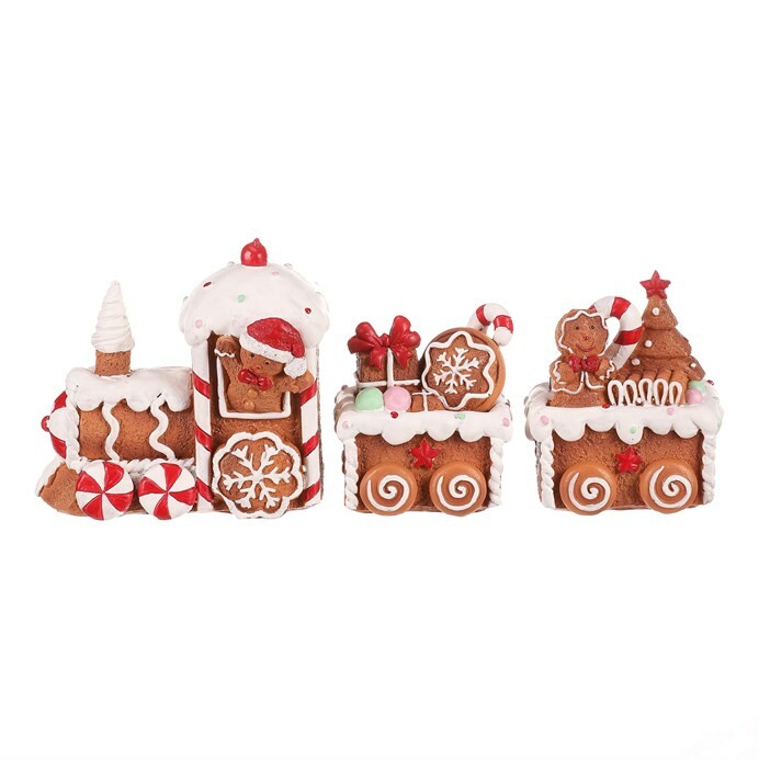 Vánoční dekorace Perníkový vláček se dvěma vagónky