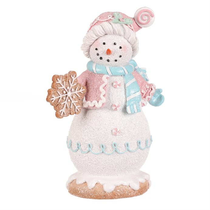 Vánoční dekorace Sněhulák perníkový v pestrobarevném oblečku