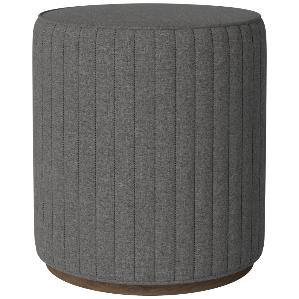 Bolia Tmavě šedý čalouněný taburet Rigato 40 cm s tmavou dubovou podstavou